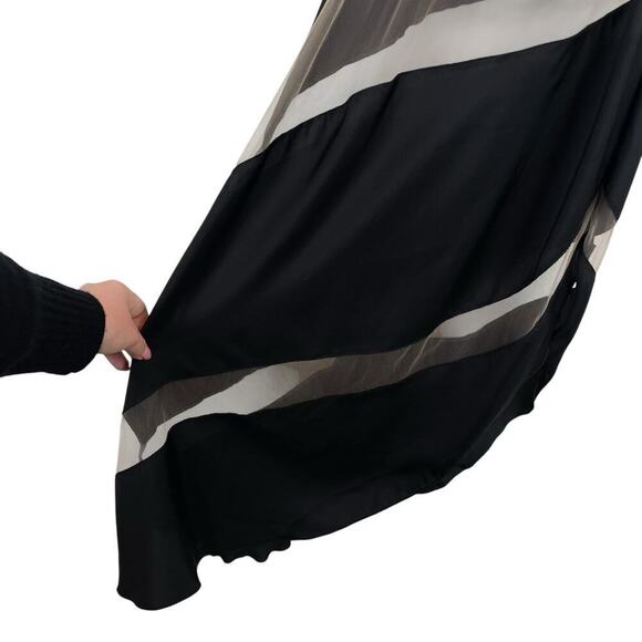 God Save Queens Scarlett Satin Mesh Panel Asymmetrical Dress Coverup Black Sz XS - Picture 11 of 12